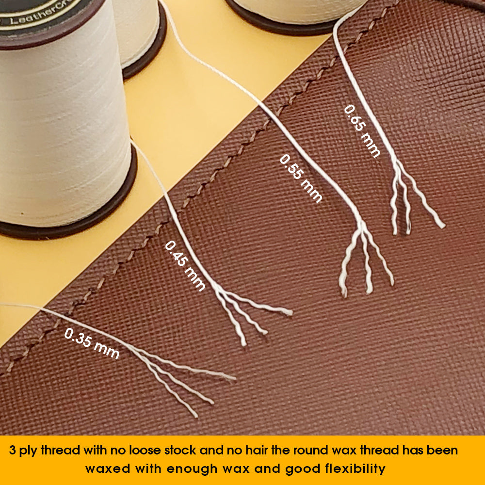 OWDEN 25 pcs Leather Round Waxed Thread Set, 0.35mm, 0.45, 0.55, 0.65mm Leather  Stitching & Lacing Thread, Sewing Machine – OWDEN CRAFT