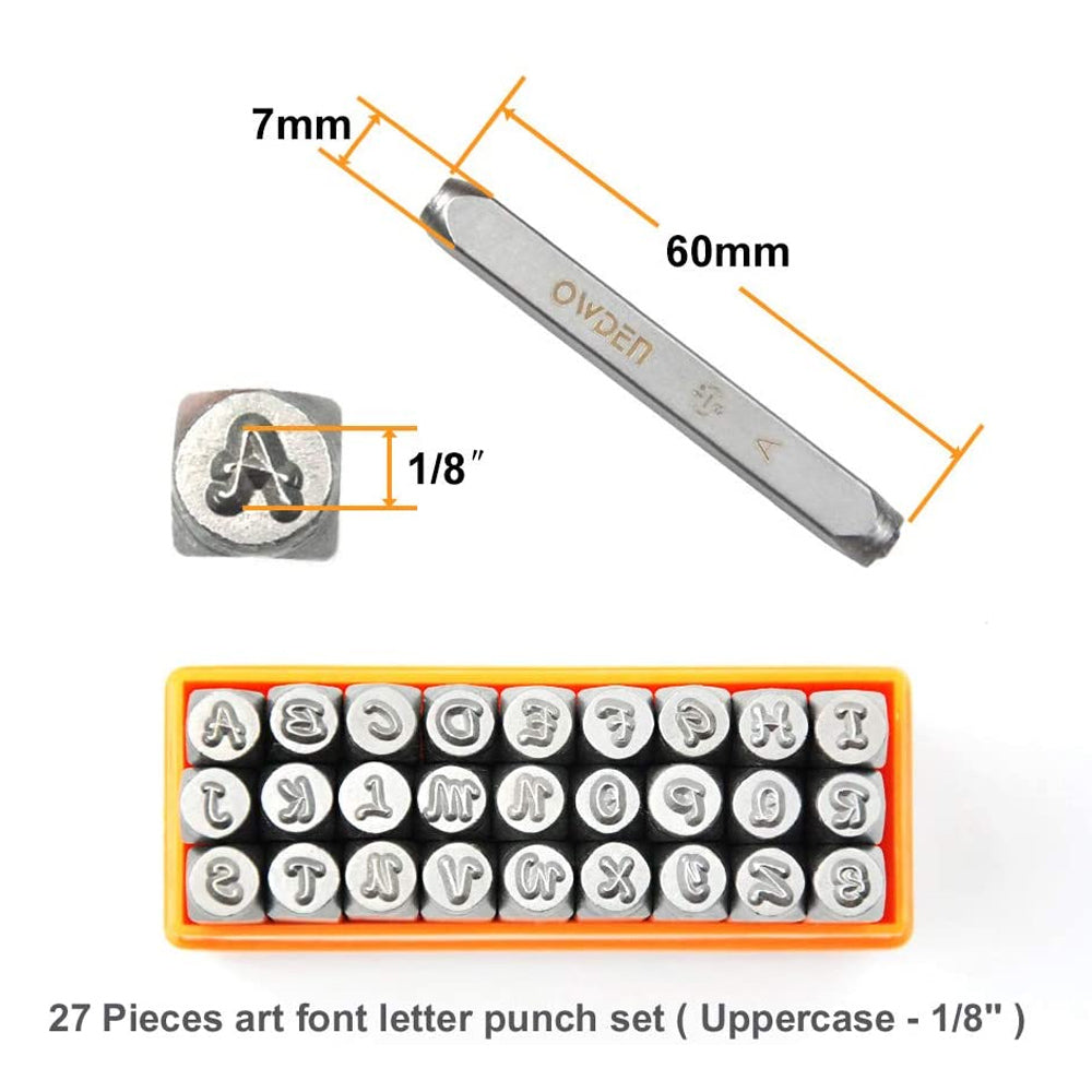 Handwritten Uppercase Letter Metal Stamps Kit 1/8” (3mm)