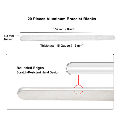 20Pcs Bracelet Stamping Blanks 1/4”