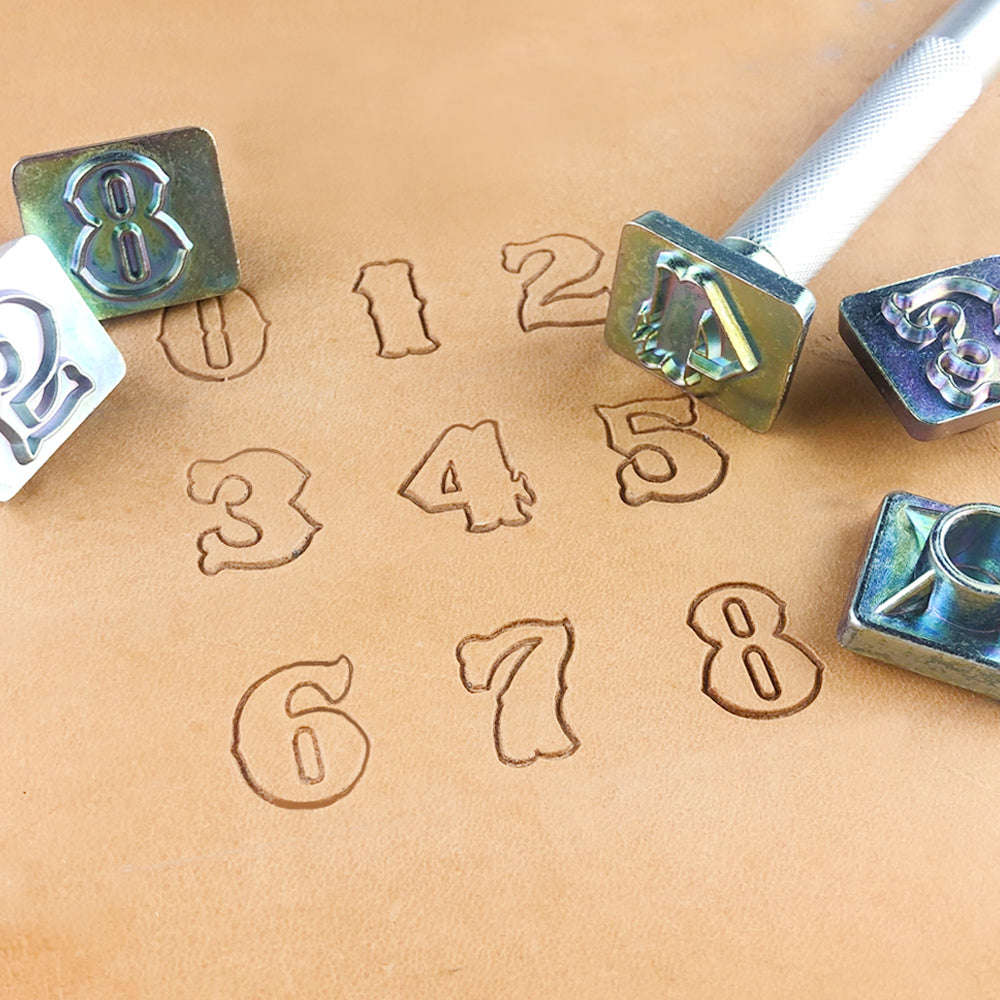 Kit d'outils d'estampage de numéros de 10 pièces pour cuir - Taille: 3/4'' (19 mm)