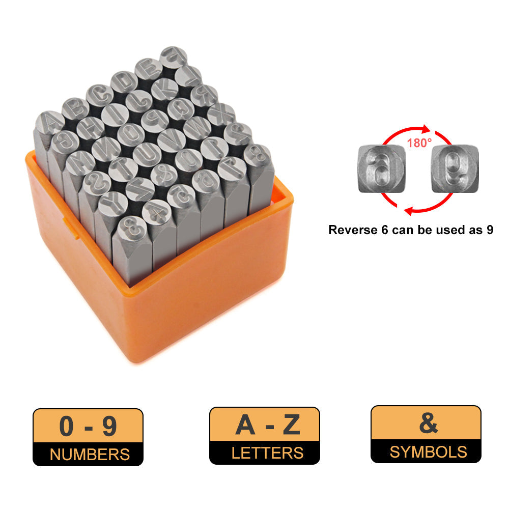 36 Piece 1/8 Steel Letter & Number Stamping Set Metal Stamps Alphabet  Numerals