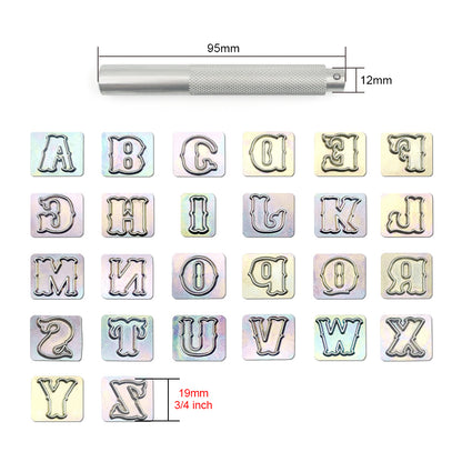 Ensemble d'estampage alphabet (LETTRE) de 27 pièces pour la maroquinerie - Taille: 3/4" (19 mm)