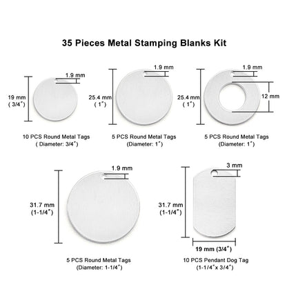 35Pcs multi-shape stamping blanks kit