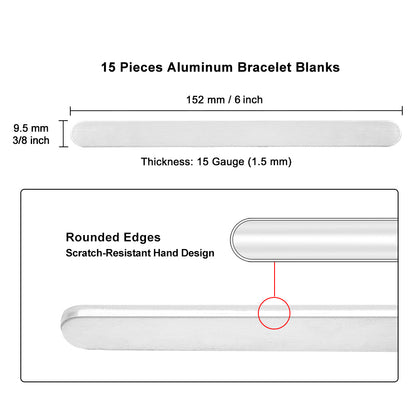 15Pcs Bracelet Stamping Blanks 3/8"