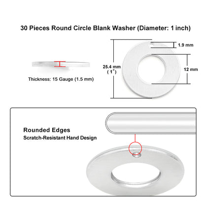 30pcs Circle Blank Washer - 1''