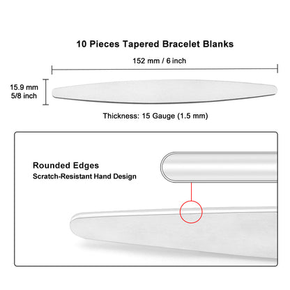 10Pcs Tapered Bracelet Stamping Blanks 5/8"